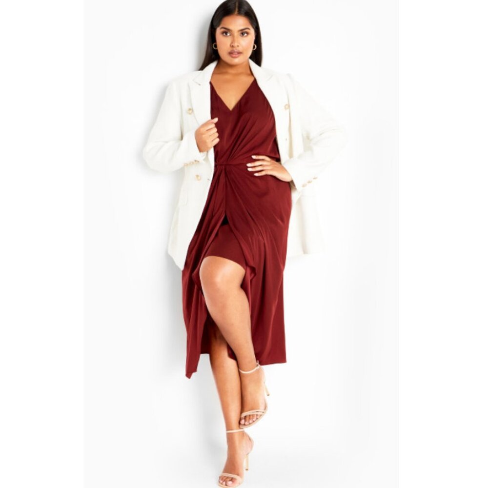 NWT City Chic Aubree Cabernet Drape Midi Dress 22 - Picture 2 of 13